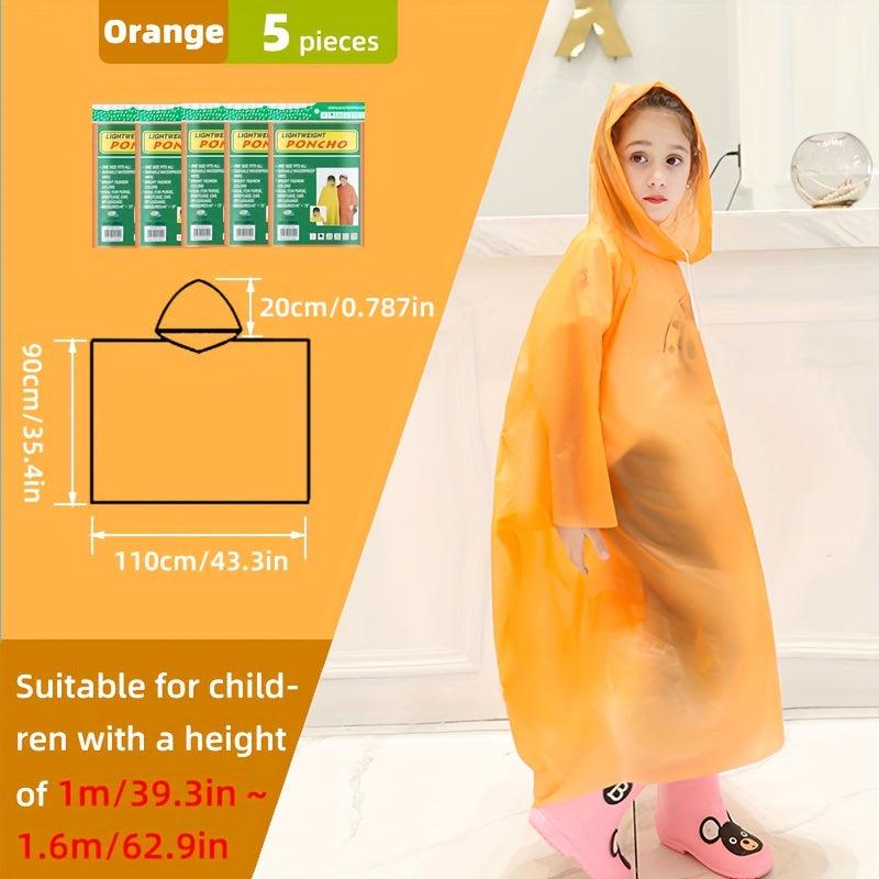 5pcs Disposable Raincoat Poncho Individually Wrapped Lightweight