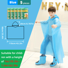 5pcs Disposable Raincoat Poncho Individually Wrapped Lightweight
