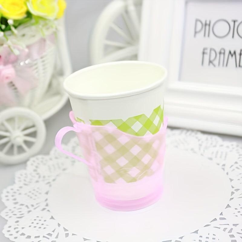20pcs Paper Cup Holder Plastic Set Heat Resistant Cup Sleeve For Hot Drinks