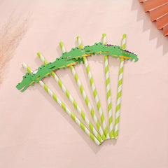 6pcs Fruit Animal Decor Straws Disposable Paper Drinking Straws