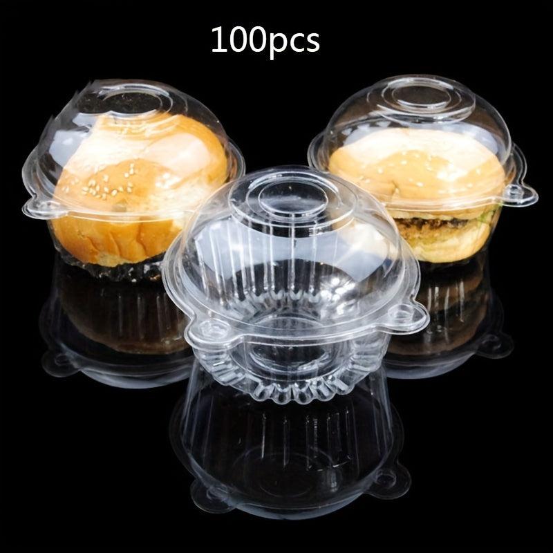 100pcs Clear Plastic Cupcake Boxes Disposable & BPA
