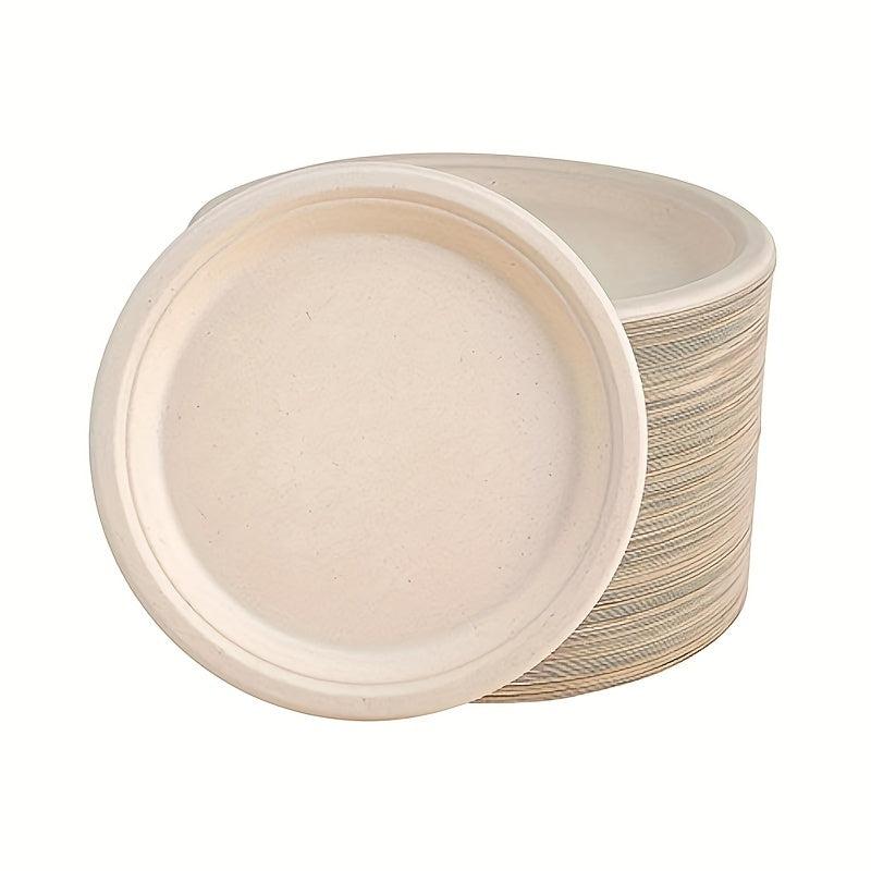 50pcs Disposable Plate 22 Sugarcane Bagasse Plate Biodegradable Paper Plates