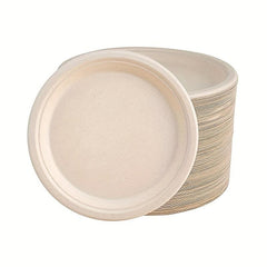 50pcs Disposable Plate 22 Sugarcane Bagasse Plate Biodegradable Paper Plates