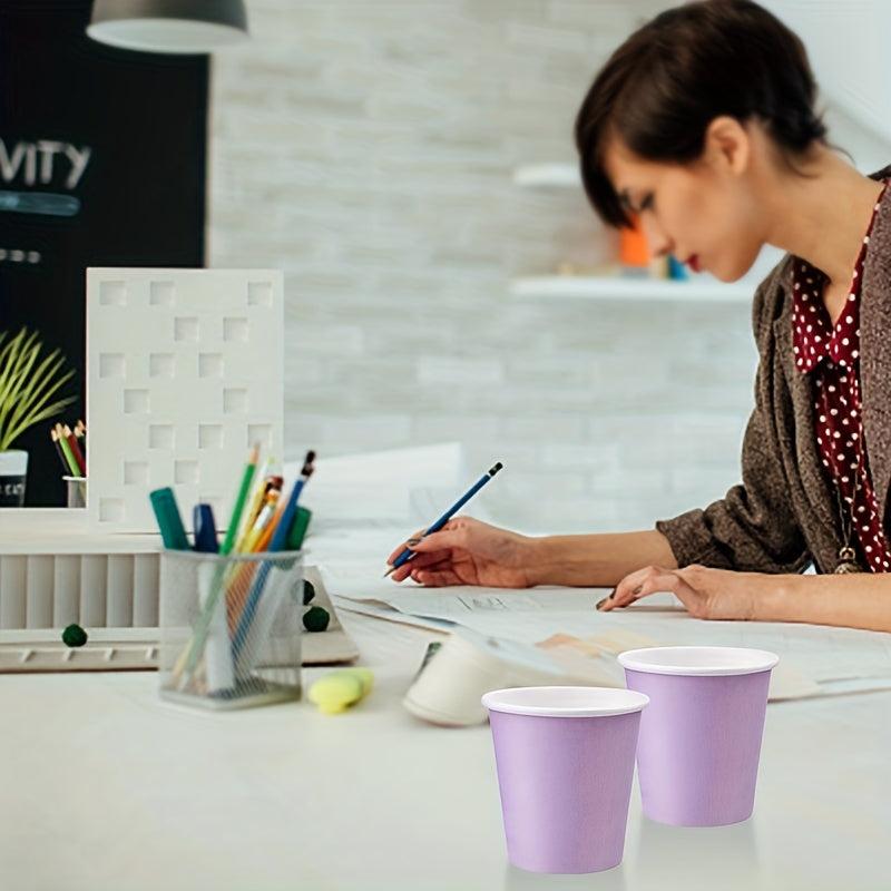 100pcs 3 Oz Purple Disposable Paper Cups for Mouthwash Espresso Coffee