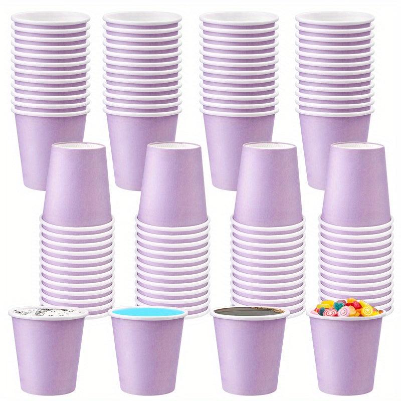 100pcs 3 Oz Purple Disposable Paper Cups for Mouthwash Espresso Coffee