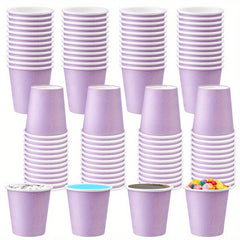 100pcs 3 Oz Purple Disposable Paper Cups for Mouthwash Espresso Coffee