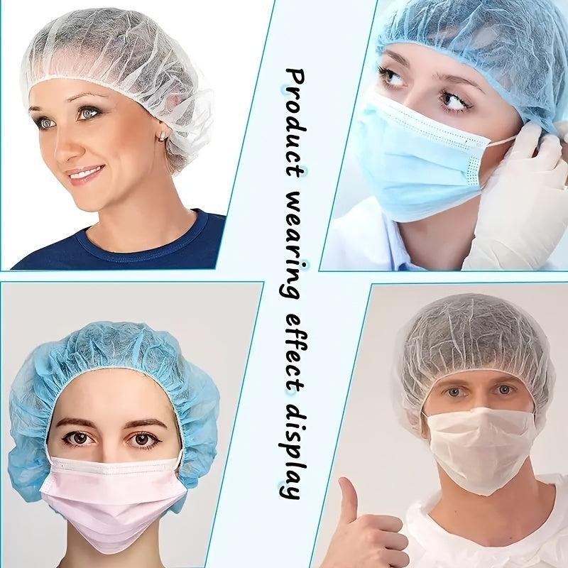 98pcs Disposable Waterproof Shower Caps Elastic Hair Processing Caps