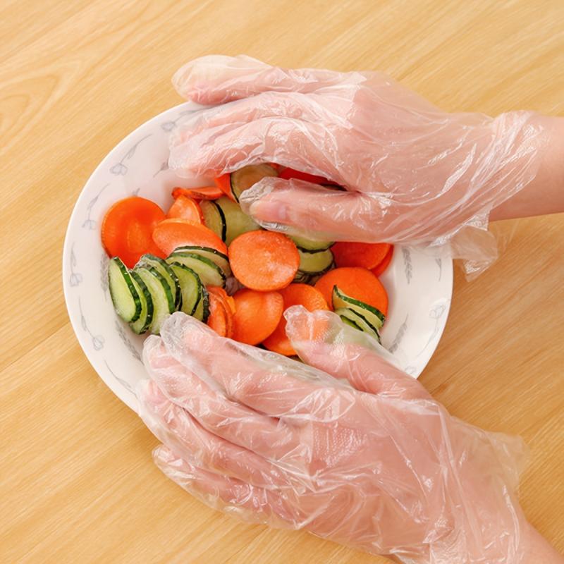 100pcs Food Transparent Disposable Gloves Dishwashing Beauty Kitchen Supplies