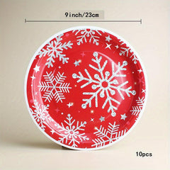 70pcs Christmas Snowflake Dinner Set for Outdoor Picnics