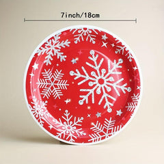 70pcs Christmas Snowflake Dinner Set for Outdoor Picnics