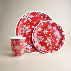 70pcs Christmas Snowflake Dinner Set for Outdoor Picnics