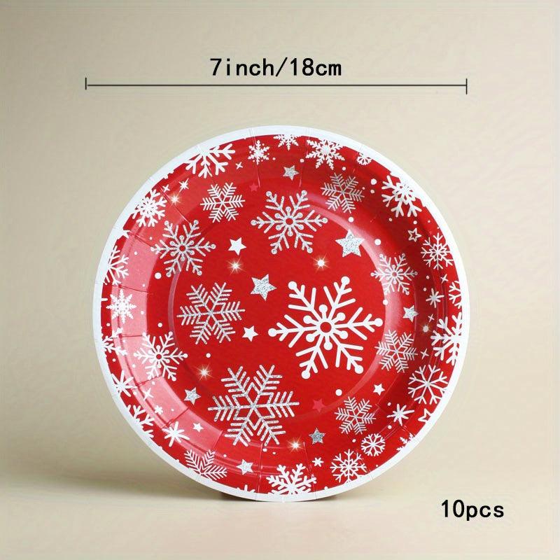 70pcs Christmas Snowflake Dinner Set for Outdoor Picnics