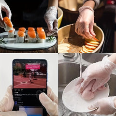 100 Disposable Clear Vinyl Gloves Powder Latex TPE Glove