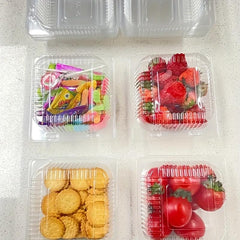 50pcs Plastic Hinged Noodle Container To Go