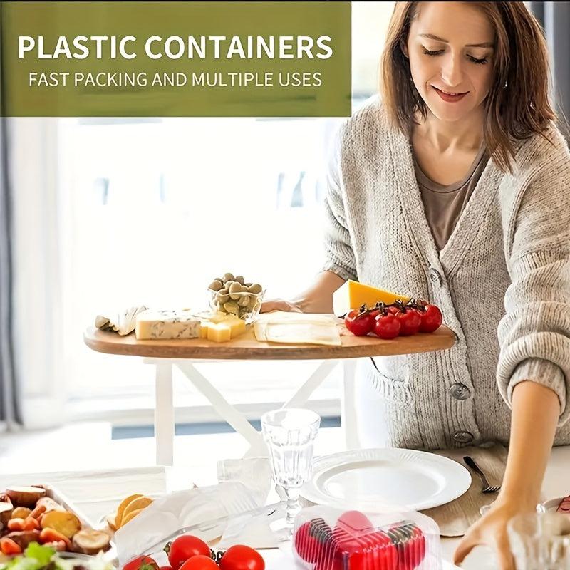 50pcs Plastic Hinged Noodle Container To Go