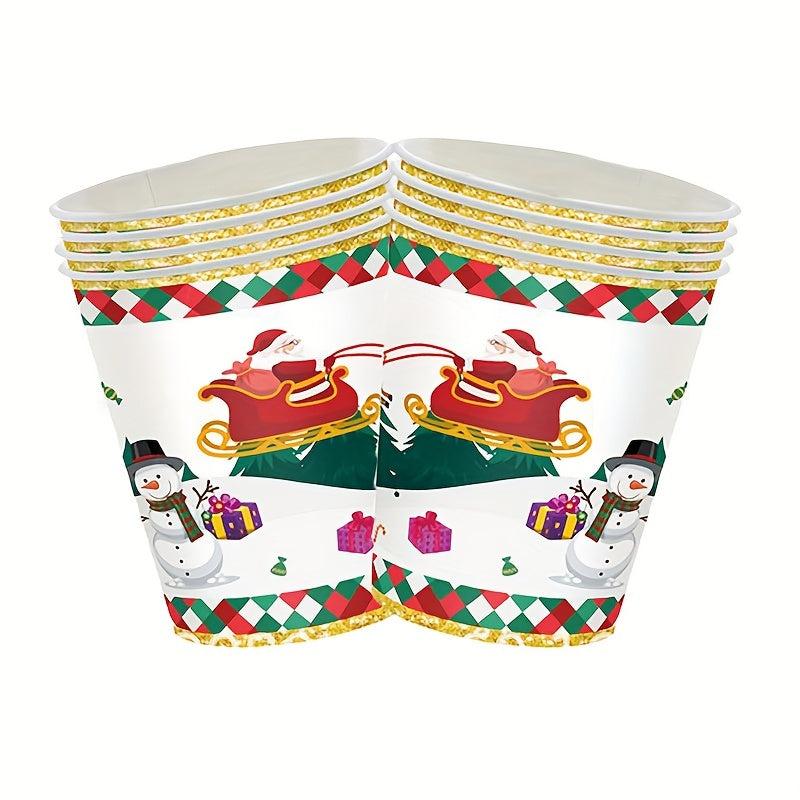 Christmas Tray Set Party Supplies Tablecloth Cups Towels