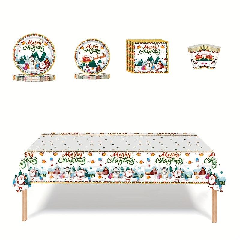 Christmas Tray Set Party Supplies Tablecloth Cups Towels