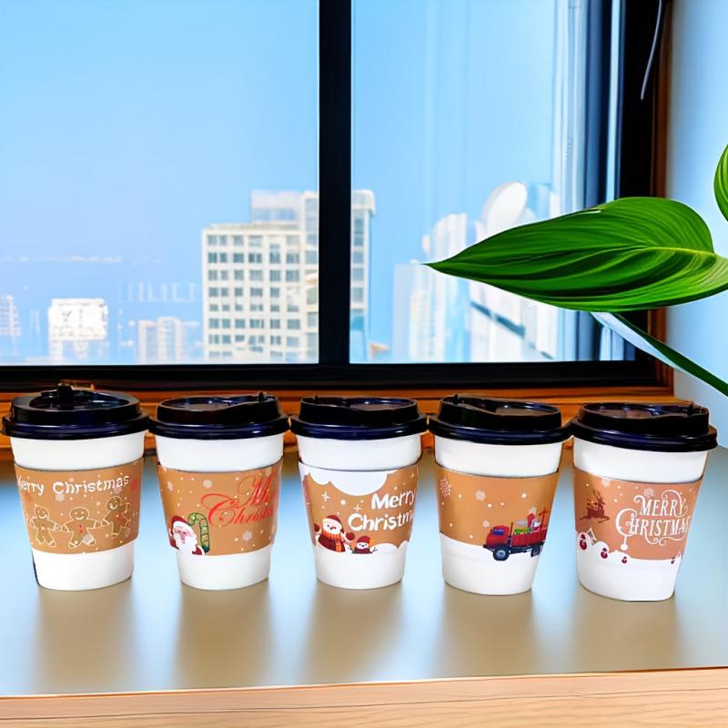 40pcs Christmas Coffee Cup Covers Fits 12-20oz Cups, Custom Christmas Designs