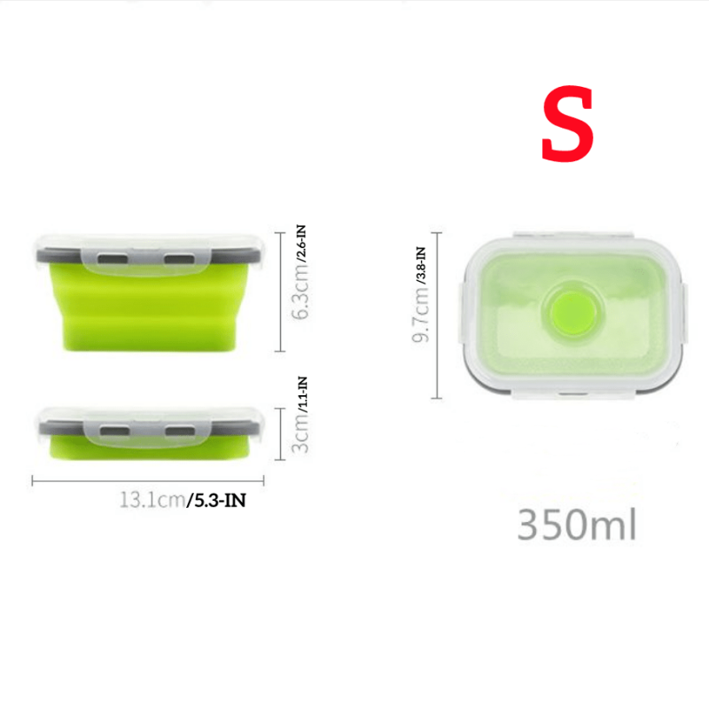 Silicone Rectangle Lunch Box Collapsible Bento Box