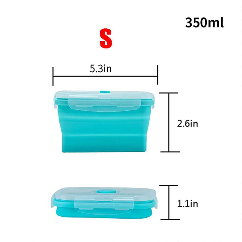 Silicone Rectangle Lunch Box Collapsible Bento Box