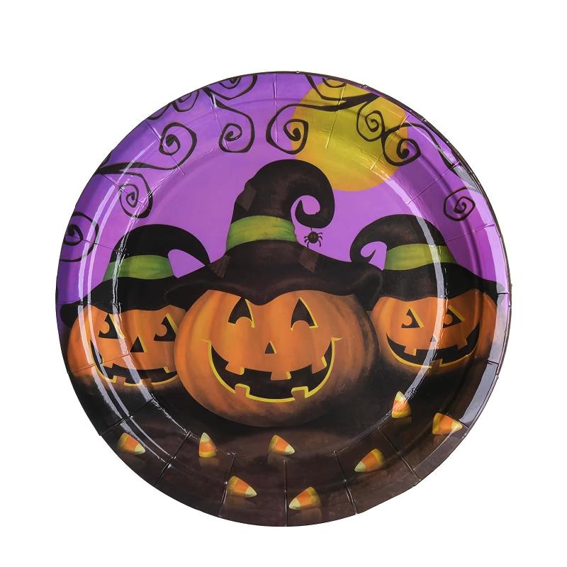 40pcs Halloween Paper Plates Pumpkin Spider Paper Dishes Party Supplies