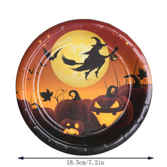 40pcs Halloween Paper Plates Pumpkin Spider Paper Dishes Party Supplies