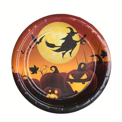 40pcs Halloween Paper Plates Pumpkin Spider Paper Dishes Party Supplies