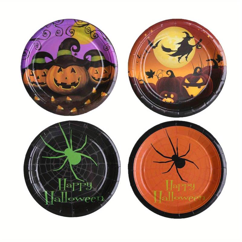 40pcs Halloween Paper Plates Pumpkin Spider Paper Dishes Party Supplies