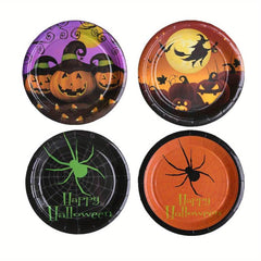40pcs Halloween Paper Plates Pumpkin Spider Paper Dishes Party Supplies