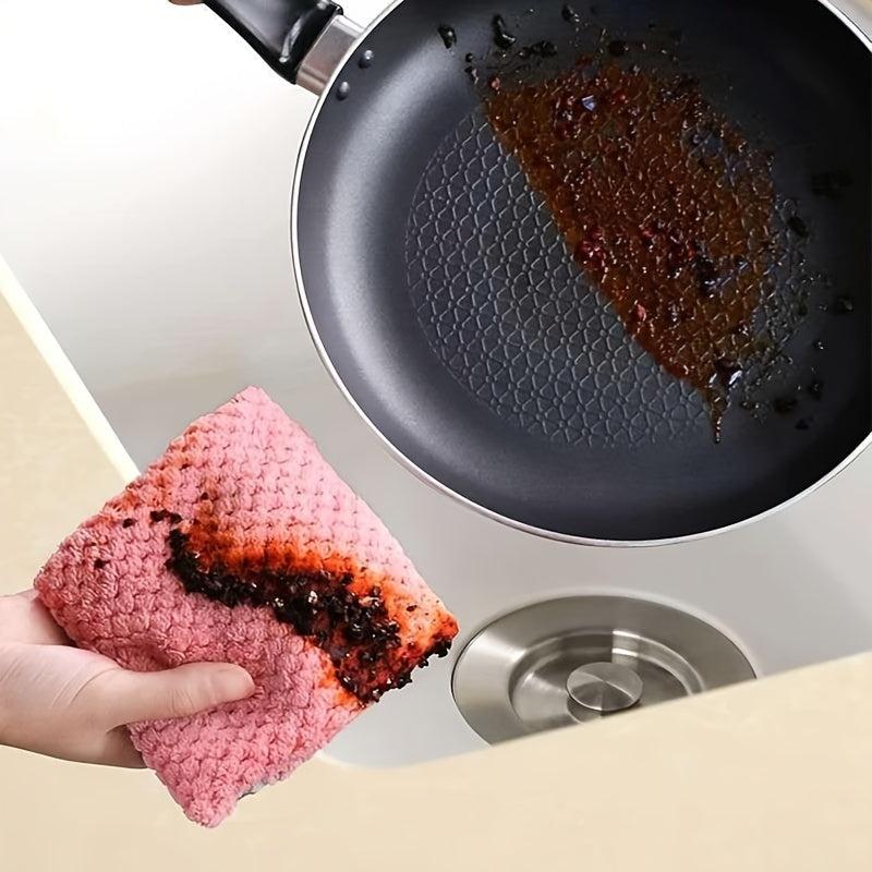 5pcs Coral Velvet Dish Towel Non-stick Dish Cloth