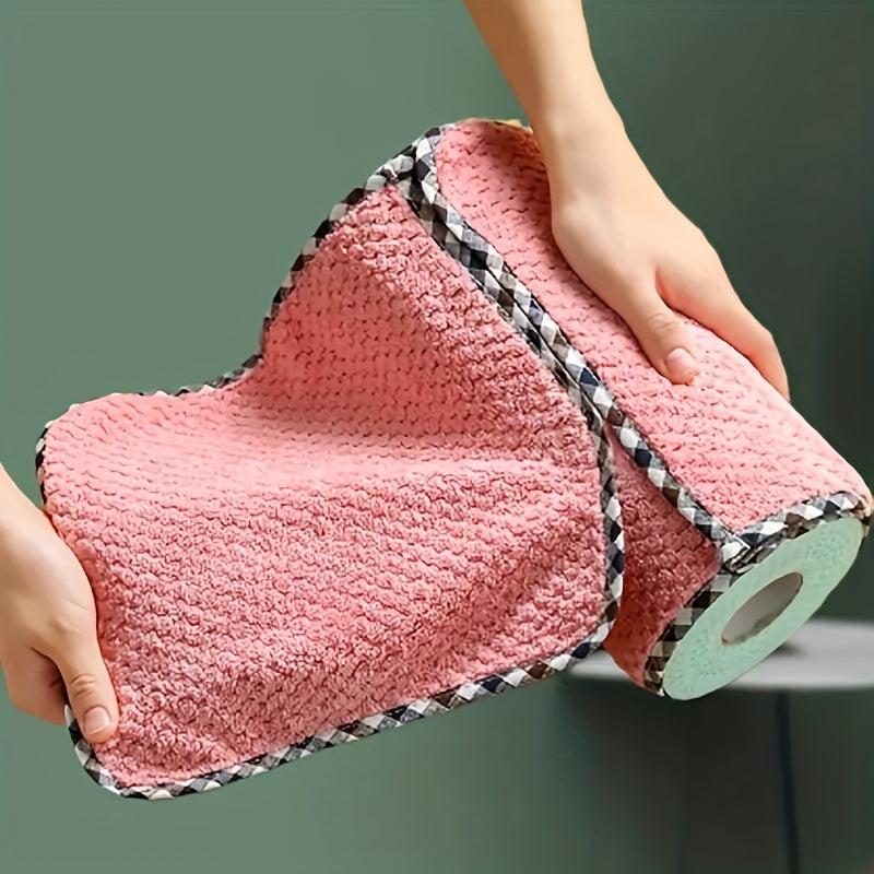 10pcs Coral Velvet Dish Towel Hanging Loop Rag Non stick Dish Cloth Double sided