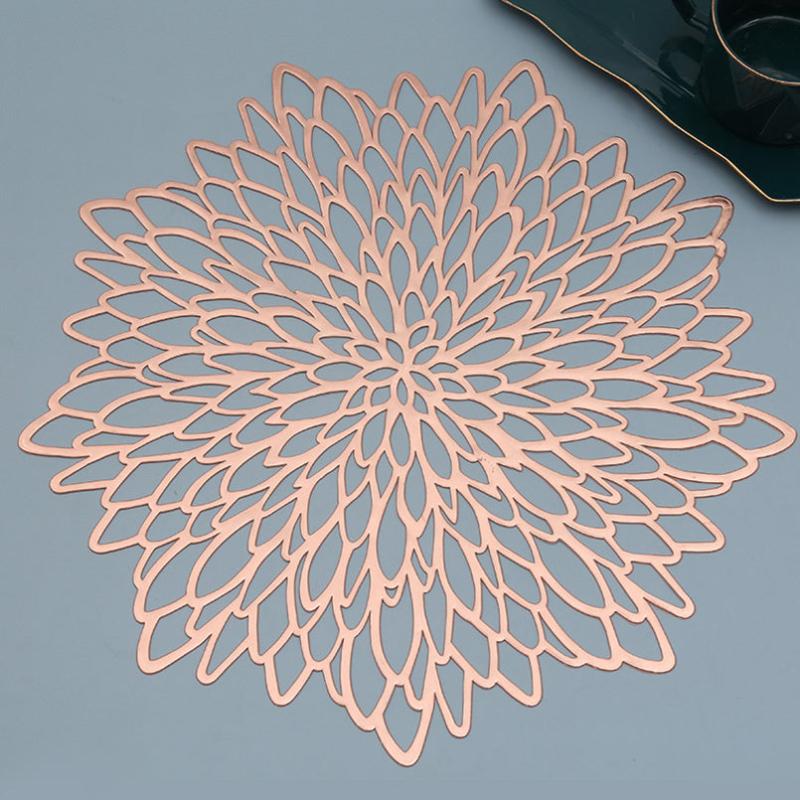 1PC Hibiscus Flower Placemat Anti-Skid Washable Durable PVC Hotel Restaurant Mat