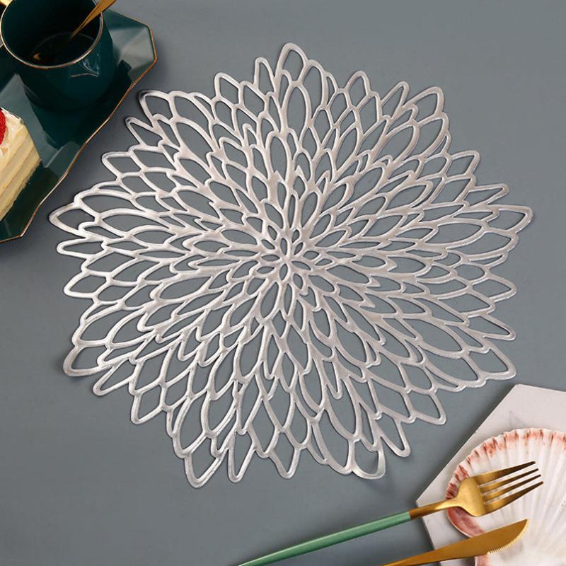 1PC Hibiscus Flower Placemat Anti-Skid Washable Durable PVC Hotel Restaurant Mat