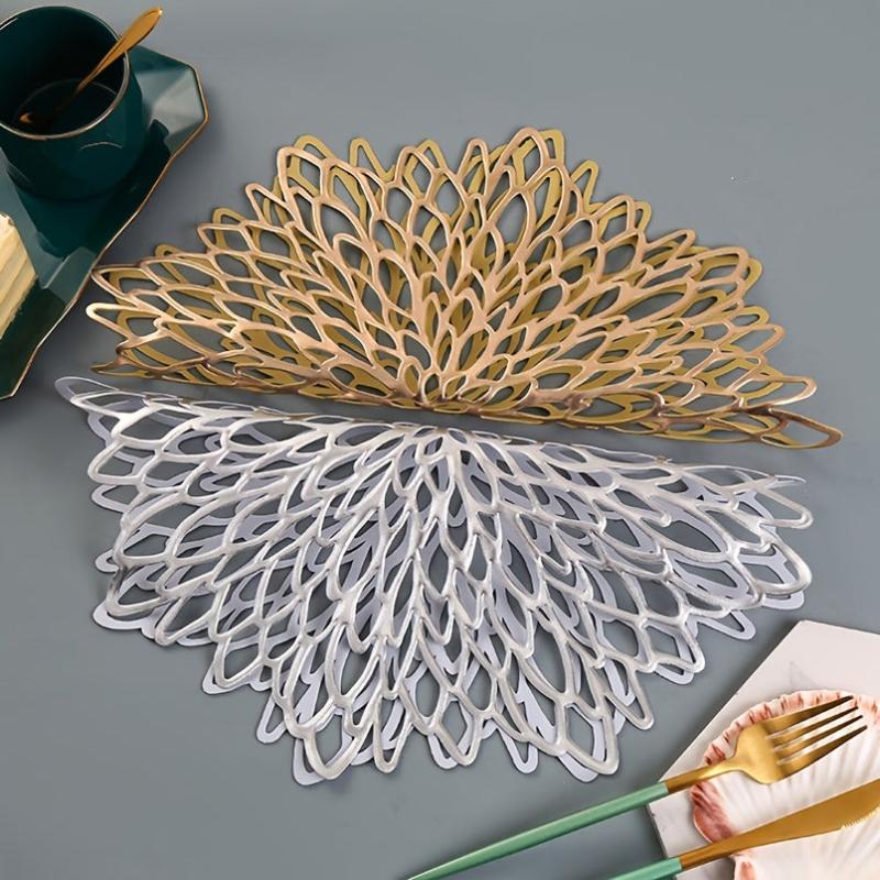 1PC Hibiscus Flower Placemat Anti-Skid Washable Durable PVC Hotel Restaurant Mat
