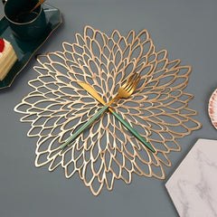 1PC Hibiscus Flower Placemat Anti-Skid Washable Durable PVC Hotel Restaurant Mat