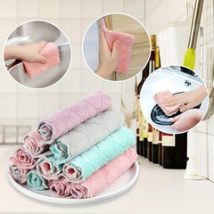 10pcs Coral Velvet Dish Towels Absorbent Nonstick Fast Drying Double Sided