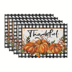 4pcs Hello Pumpkin Gnome Fall Placemats Thanksgiving Theme Square Mats