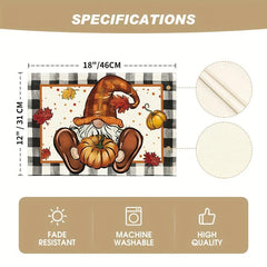 4pcs Hello Pumpkin Gnome Fall Placemats Thanksgiving Theme Square Mats