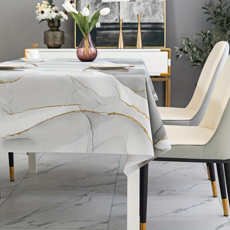 Plastic Tablecloth PVC Gray Marble Waterproof Table Cover