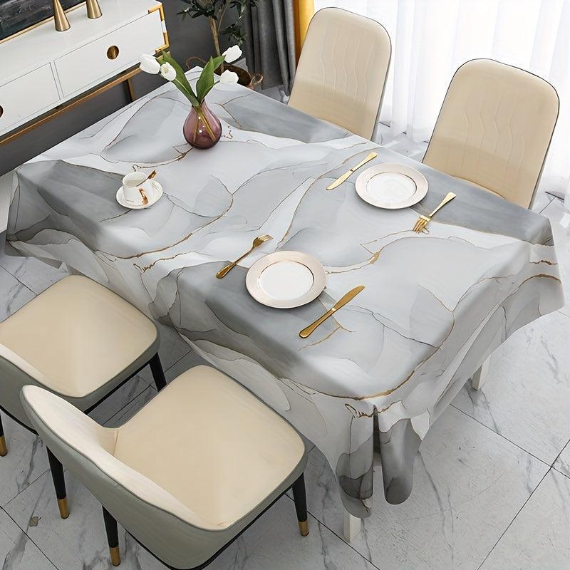 Plastic Tablecloth PVC Gray Marble Waterproof Table Cover