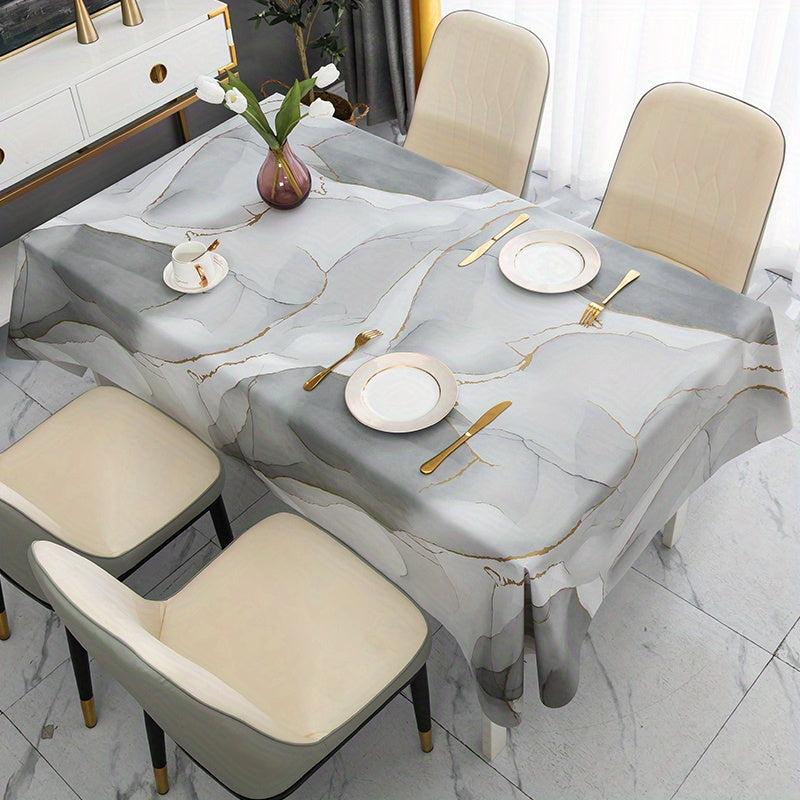 Plastic Tablecloth PVC Gray Marble Waterproof Table Cover