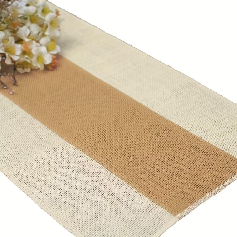Burlap Table Runner Farmhouse Style Table Flag Linen Knitting Table Runner