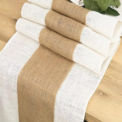 Burlap Table Runner Farmhouse Style Table Flag Linen Knitting Table Runner