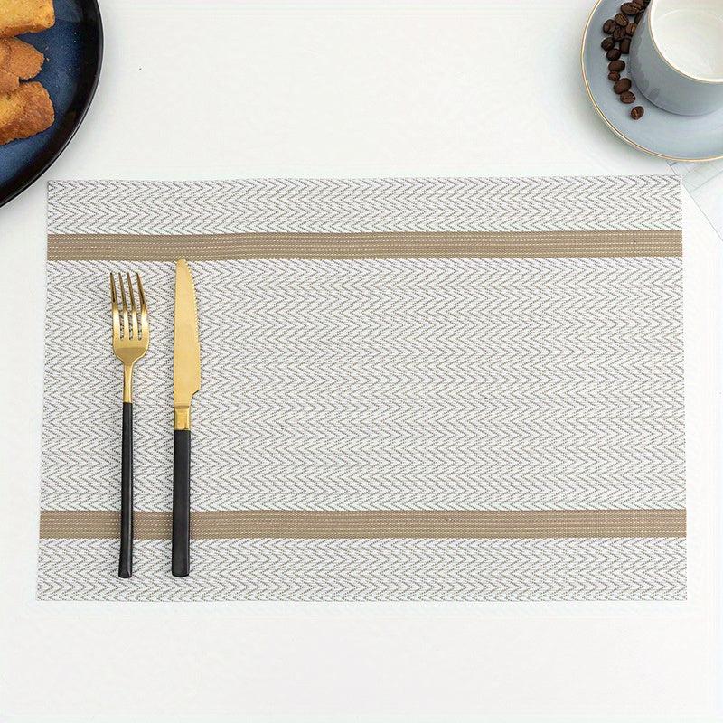 Waterproof Golden Thread Placemat Double Striped Teslin Table Mat