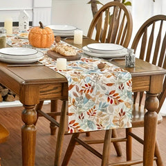 Thanksgiving Table Runner Autumn Eucalyptus Leaf Table Cover