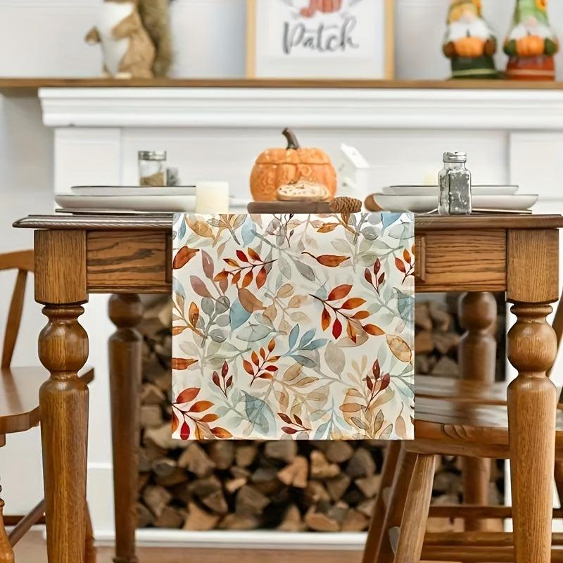 Thanksgiving Table Runner Autumn Eucalyptus Leaf Table Cover