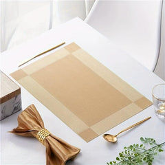 Set of 6 PVC Woven Teslin Placemats Washable Reusable Anti-fouling Table Mats