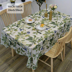 1pc Floral Table Cloth Rustic Pastoral Polyester Linen Printed Table Cloth
