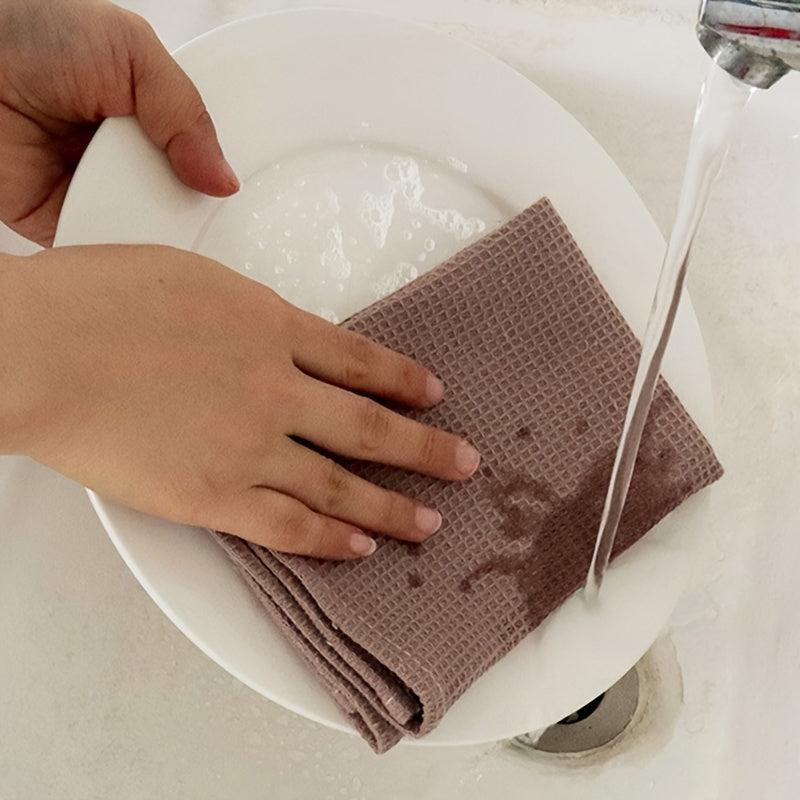 4pcs Thickened Waffle Dish Towels Kitchen Cleaning Cloth Absorbent Mixed