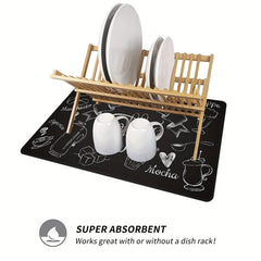 Coffee Dish Drying Mat Non Slip Absorbent Wear resistant